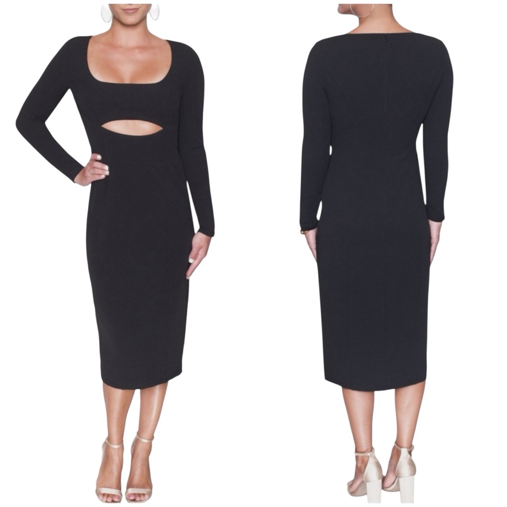 NWT Rachel Roy Cutout Midi Dress Black Size XL